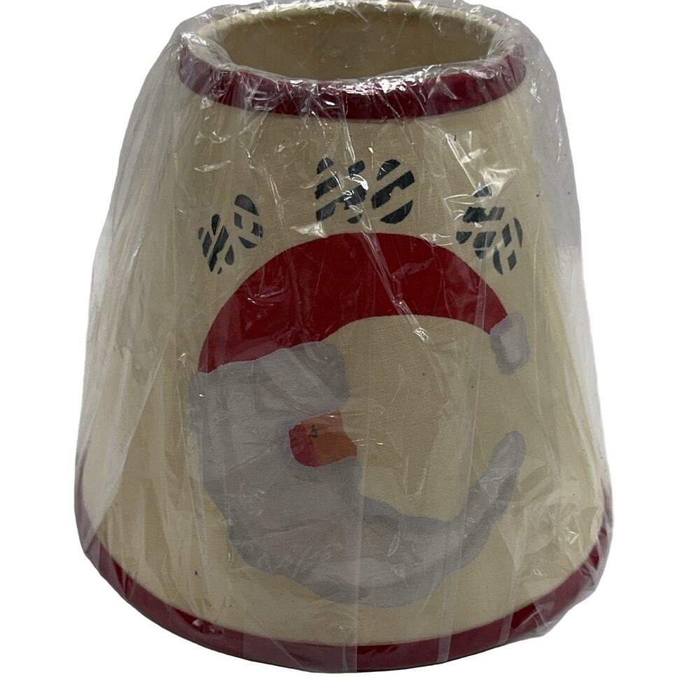 Santa Claus Mini Clip-On Lampshade 5" Christmas Cream Red White Black Primitive